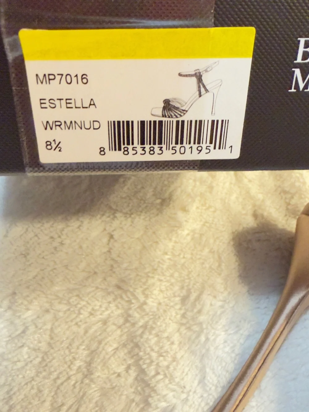 BADGLEY MISCHKA New- Warm Almond-Estella Square Toe Stiletto Heeled Sandal 8.5